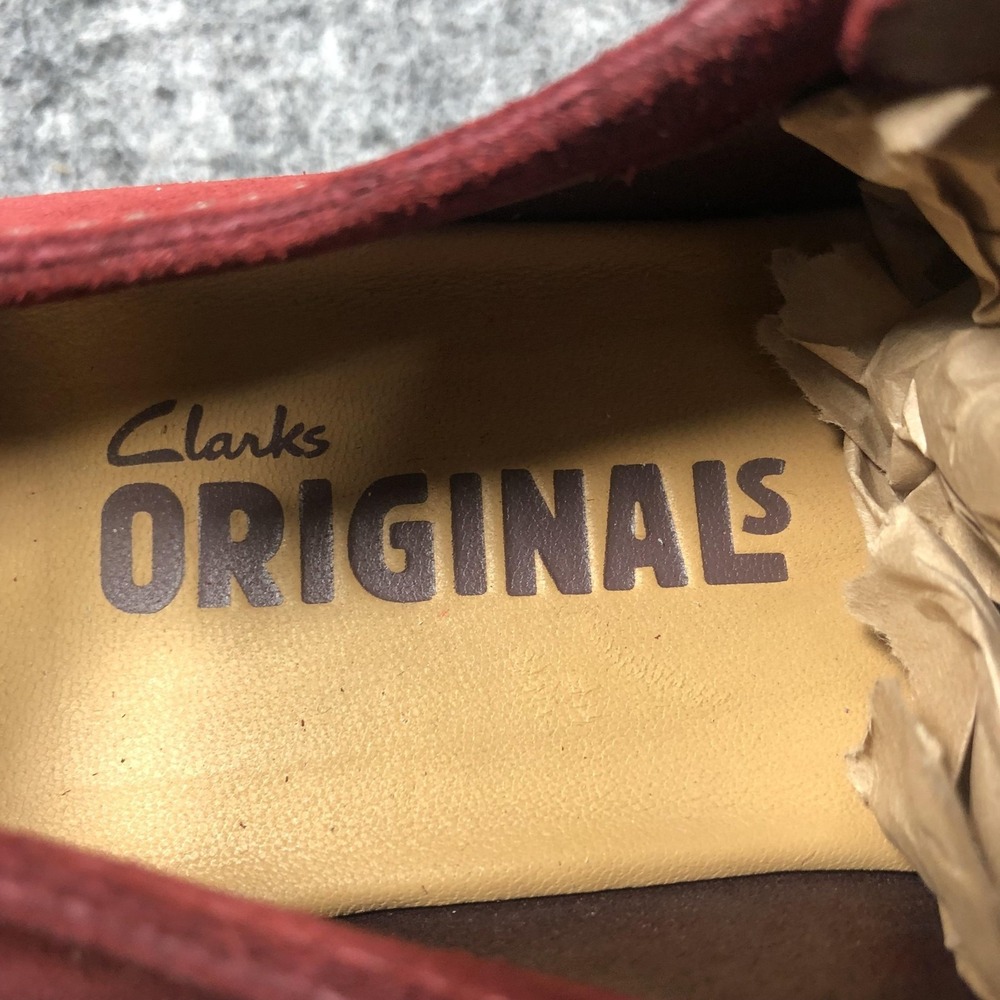 Clarks Ashton Originals Shoes Mens 7 Red Suede Crepe Sole Lace Up Casual Oxfords - Picture 11 of 16